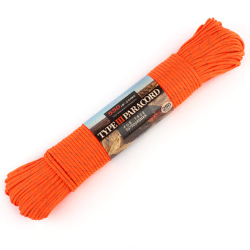 HERCULES Reflective 550 Paracord Neon Orange for Camping Rope Type III Parachute Cord